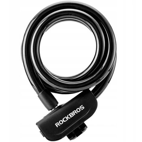 Candado de bicicleta con llave y cuerda, 1,1 m, negro