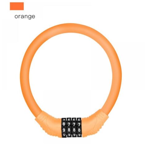 Candado de bicicleta naranja con cable y código, mini anillo portátil, equipo de ciclismo