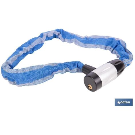 Candado de cadena acero cementado 6 mm con funda de nylon 90 cm y llaves niqueladas