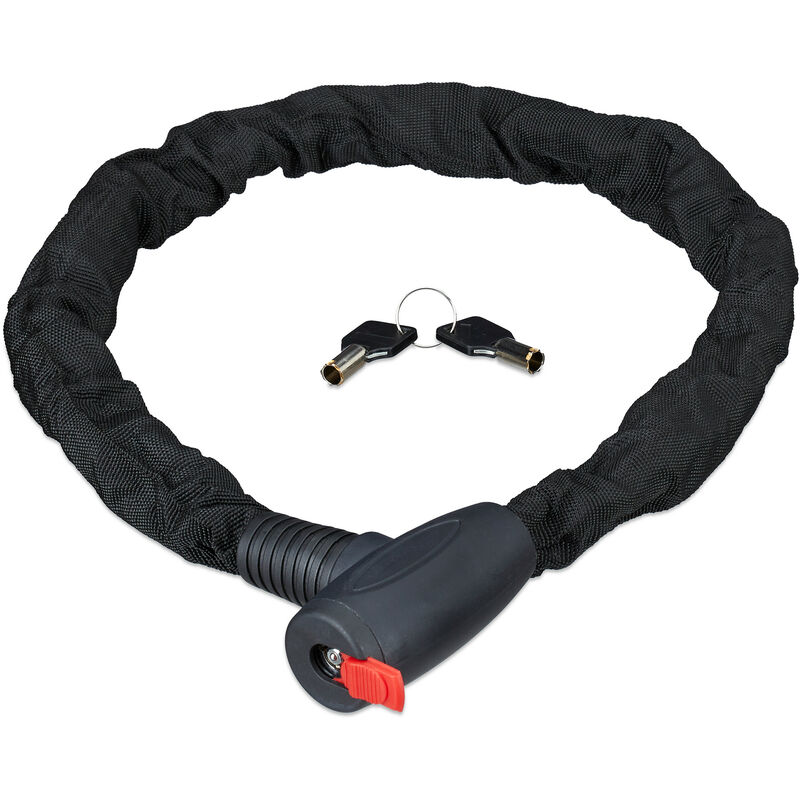 

Relaxdays - Candado de cadena SECURE, Antirrobo para bicicletas y motocicletas, Dos llaves, Seguro, Exterior, Negro, 100 cm