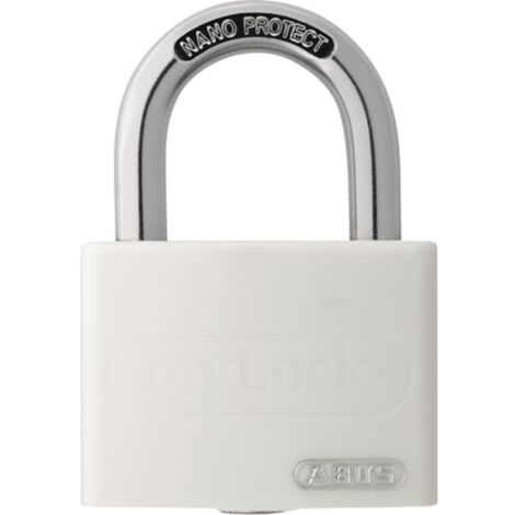 Candado de cilindro T65AL / 40 blanco brillo Cuerpo de cerradura de aluminio de 43 mm de ancho con llaves idénticas