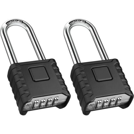 Candado de código de 4 dígitos largo de 2 piezas, candado impermeable para exteriores Diyife de 52 mm, resistente y antirrobo, candado de combinación de 8 mm, cerradura de puerta de garaje exterior, p