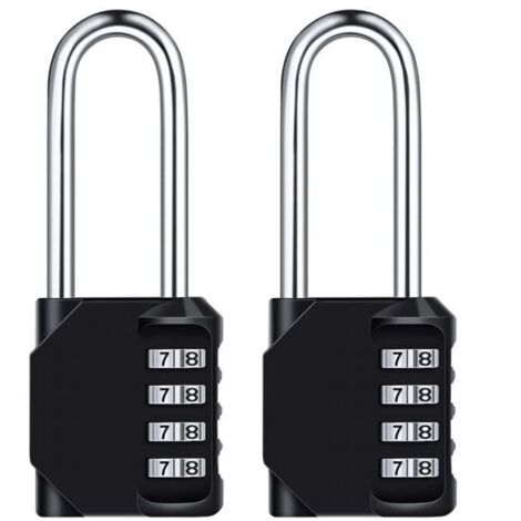 Candado de combinación de 2 piezas de 6,7 cm de largo, impermeable, de 4 dígitos, de metal galvanizado, resistente a la intemperie
