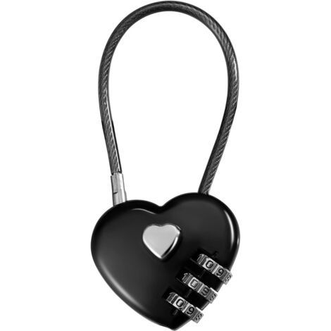Candado de combinación de 3 dígitos con cable de acero, mini candado para maleta, ideal para taquillas, viajes, escuela, gimnasio (negro).