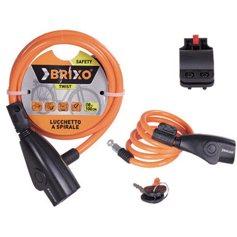 Candado de espiral para bicicleta Twist 12 × 1500 mm resistente con 2 llaves - Brixo