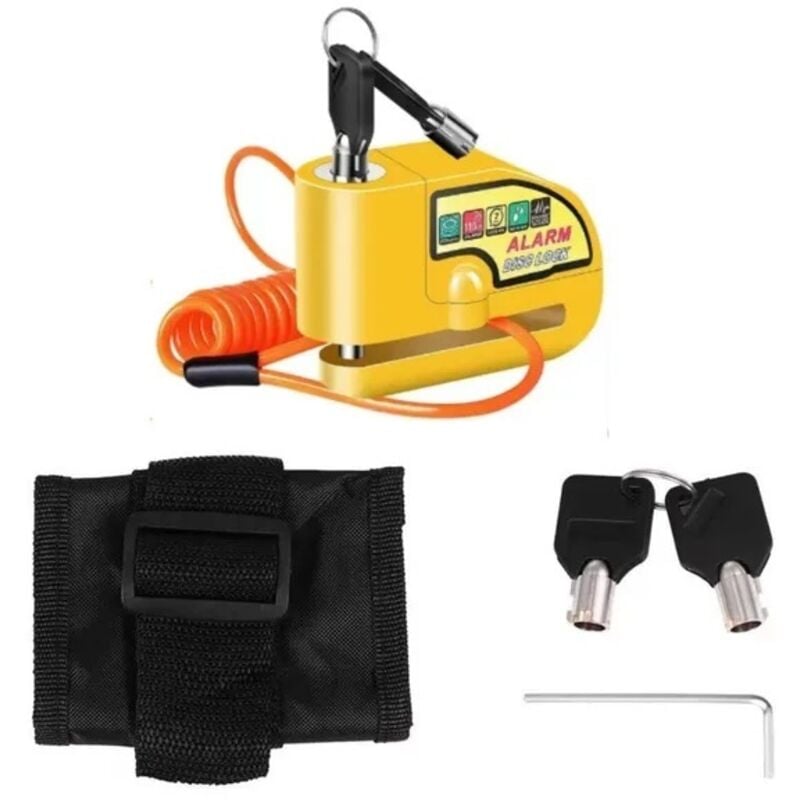 Qiyao - Candado de freno de disco para motocicleta, bicicleta y scooter, resistente al agua, con alarma y cable recordatorio.