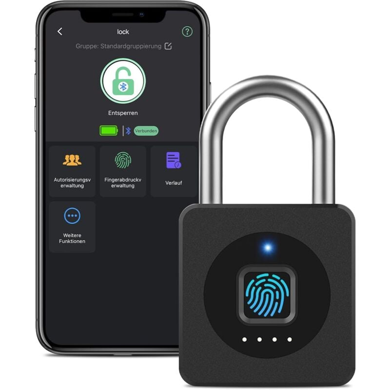 Candado de huellas dactilares, bloqueo de huellas dactilares, reloj IOS de huellas dactilares Bluetooth, candado impermeable para gimnasio, equipaje,