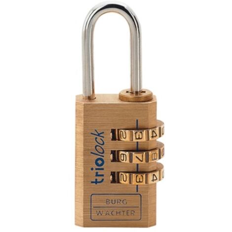 Candado de latón Combi Lock, Tamaño : 30, Espesor del estribo 5 mm, altura interior del estribo 27 mm, Ruedas de ajuste : 3