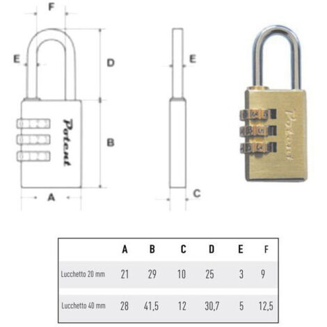 Candado de latón de 30 mm con combinación potente