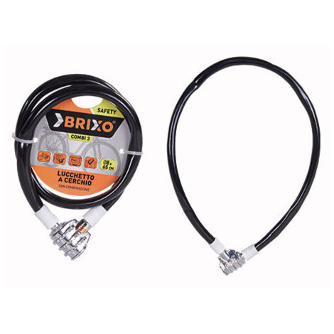 Candado de rueda de bicicleta Combi 3 8 × 650 mm acero + espiral de PVC - Brixo