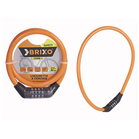 Candado de rueda de bicicleta Combi 4 12 × 800 mm acero + espiral de PVC - Brixo