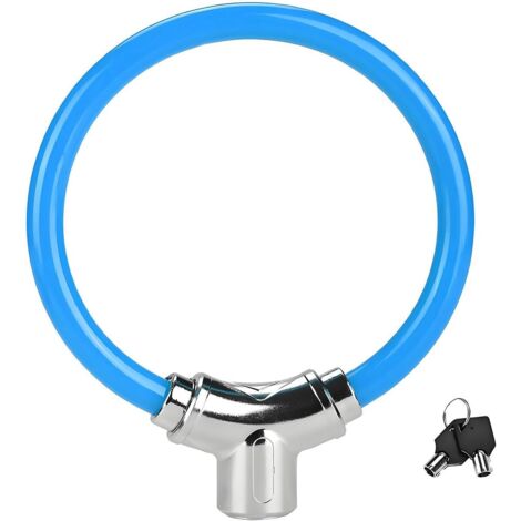 Candado para bicicleta accionado por cable, cable azul con llave, candado de seguridad