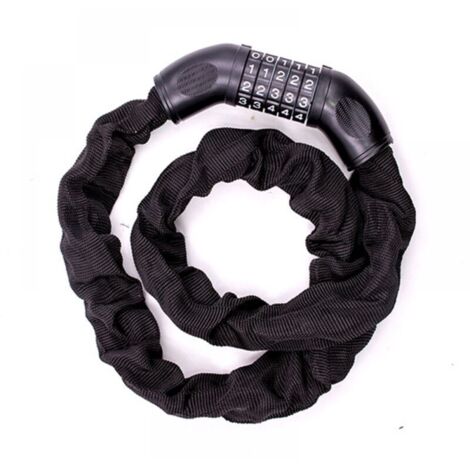 Candado para bicicleta con cadena y combinación de 5 dígitos, 97,2 cm, paquete de 1, negro