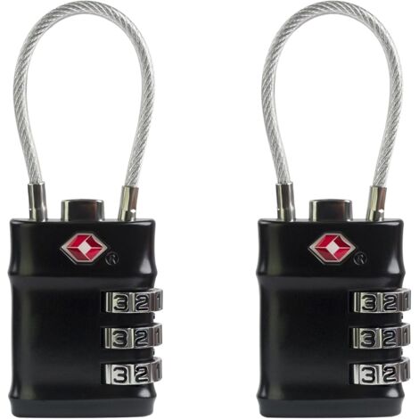 Candado para equipaje con certificación TSA, candado de combinación de 3 dígitos, paquete de 2 candados con certificación TSA, candado de cable con código para taquilla de gimnasio, cremallera para mo