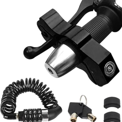 Candado para motocicleta de alta resistencia, antirrobo, ajustable para manillar de bicicleta, ideal para ciclomotor, motocicleta, scooter, cuatrimoto o motocross.