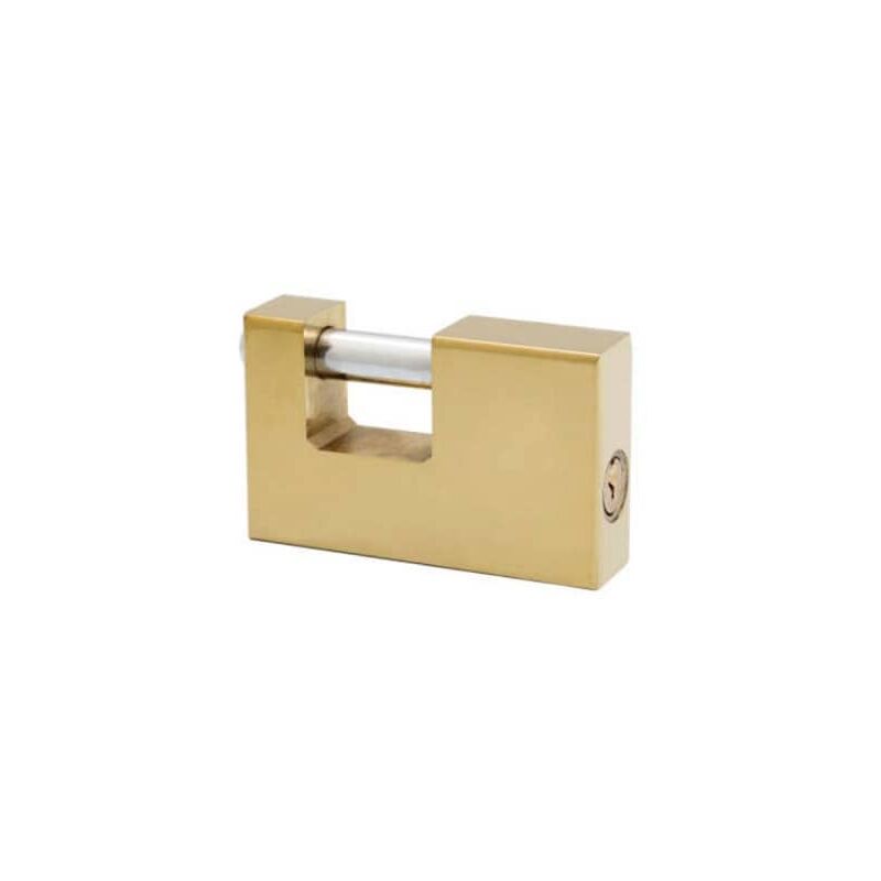 

Candado rectangular seguridad de laton macizo con llave 100 mm Dorado