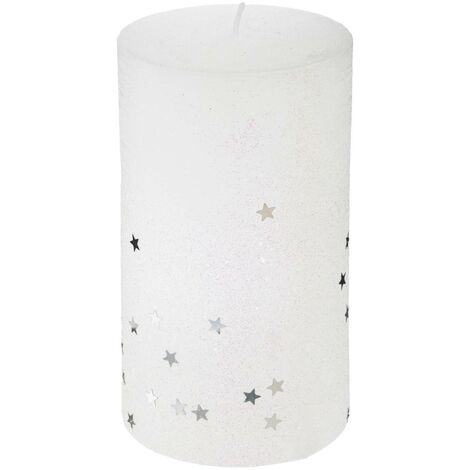 Candela a cilindro luccicante bianca H12 - Feeric lights & christmas