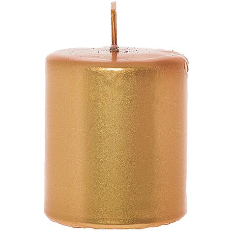 Candela a colonna "Lucida" in cera color Oro metallic da 8 cm