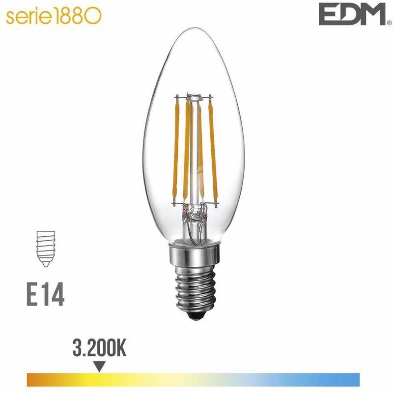 Image of EDM - Lampadina led E14 4W Candela equivalente a 25W - Bianco Caldo 3200K