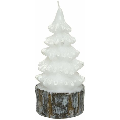 Candela a forma di Albero decorativa in cera con Glitter color Bianco