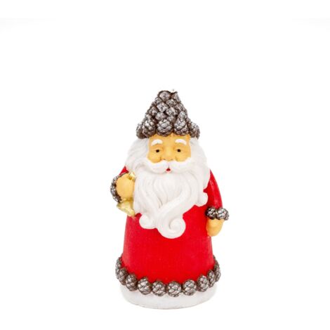 Candela a forma di Babbo natale con pigne in cera decorazione natalizia -Piccolo