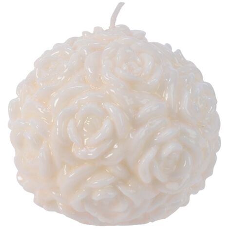 Candela a forma sferica decorativa in cera con Glitter color Bianco