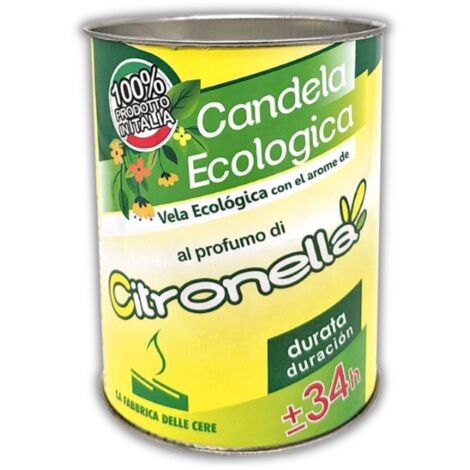 Candela alla citronella ecologica antizanzare con diametro 6xH8 cm per esterno - 8xH10 cm