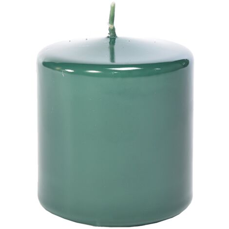 Candela cilindrica a cera Verde Foresta decorazione da interno ed esterno -Ø 9 x h 10 cm