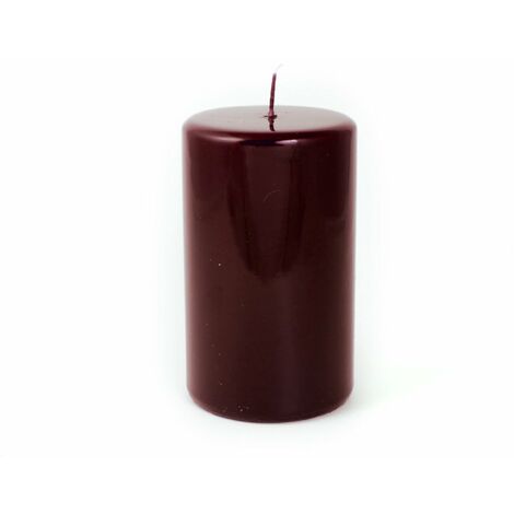 Candela cilindrica decorata "Pillar Lucid" bordeaux decorazione natalizia -H 15 cm