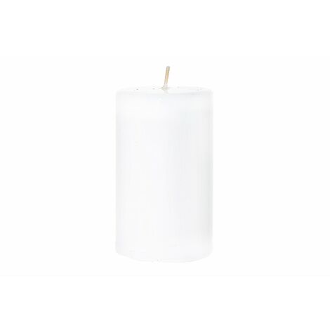 Candela cilindrica decorata "Pillar Lucid" decorazione natalizia Ø 9 cm -Bianco / Grande