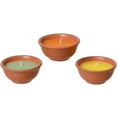 CANDELA CON CITRONELLA 11XH5,1CM 3 COLORI.