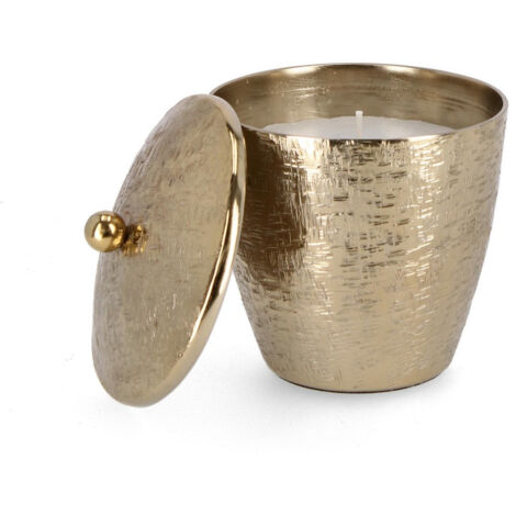Candela con Coperchio Ø13,5x13,5 cm in Metallo Lathe Svas Oro