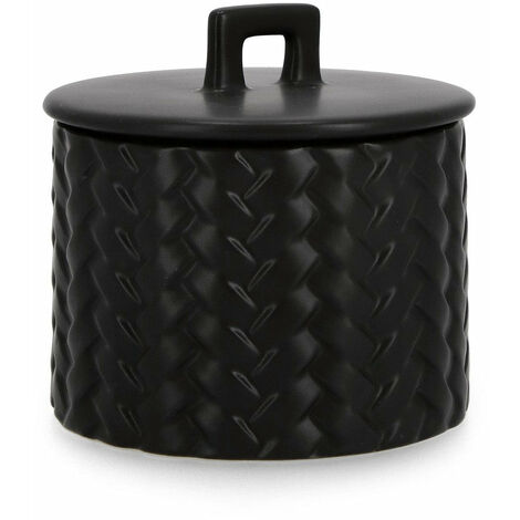 Candela con Coperchio Ø14,5x14 cm in Ceramina Twine Nero