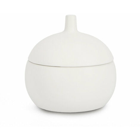 Candela con Coperchio Ø14x14 cm in Ceramina Canister Bianco