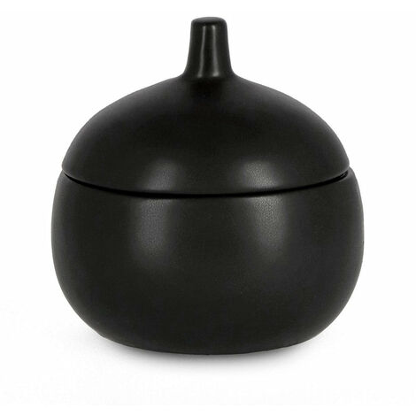 Candela con Coperchio Ø14x14 cm in Ceramina Canister Nero