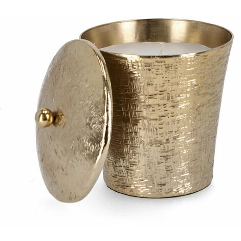 Candela con Coperchio Ø15x15 cm in Metallo Lathe To Oro