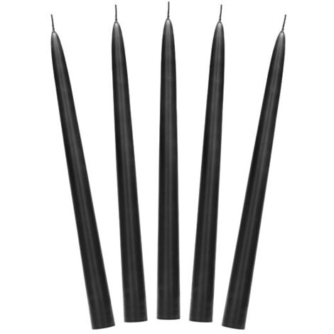 Candela conica opaca, nera, 24 cm (1 confezione / 10 pz.)