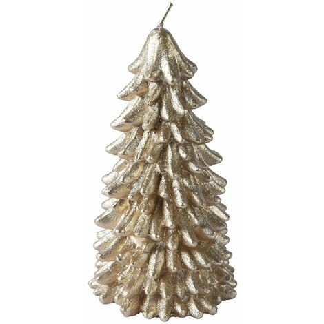 Candela decorativa a forma di albero di natale color champagne -Piccolo