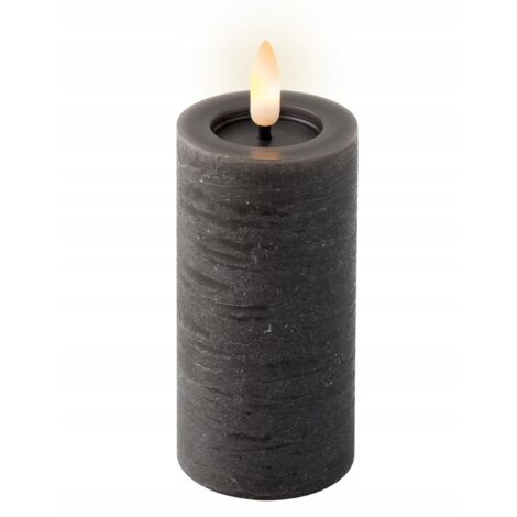 Candela decorativa in cera a LED nera da 12,5 cm a batteria, 1 pz.