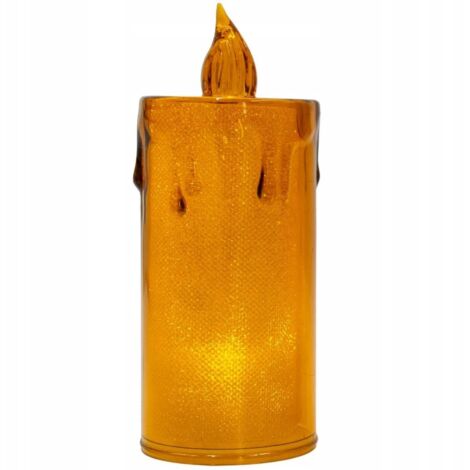 Candela decorativa trasparente a LED color oro da 10,5 cm, a batteria, 1 pz.