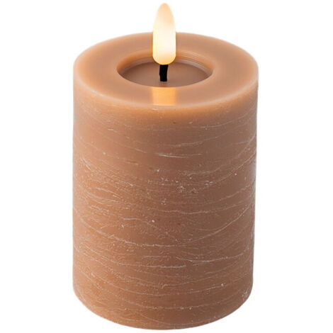 Candela di cera LED con linee di marmo Ø7x11,2 cm LUMINEO – Marrone