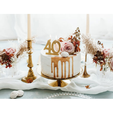 Candela di compleanno '40', quaranta, oro, 7,5 cm