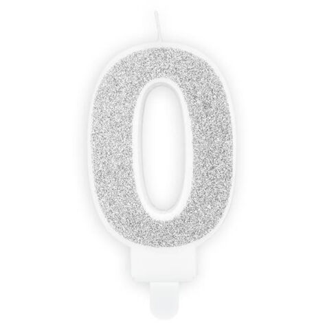 Candela di compleanno numero 0, argento