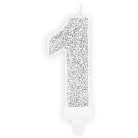 Candela di compleanno numero 1, argento