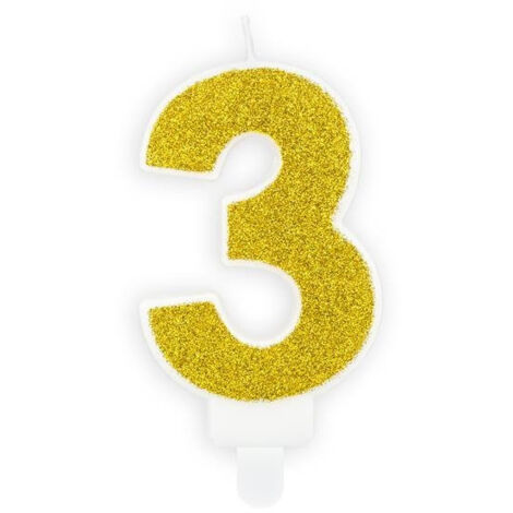 Candela di compleanno numero 3, oro