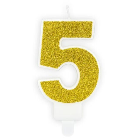 Candela di compleanno numero 5, oro