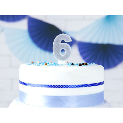 Candela di compleanno numero 6, argento