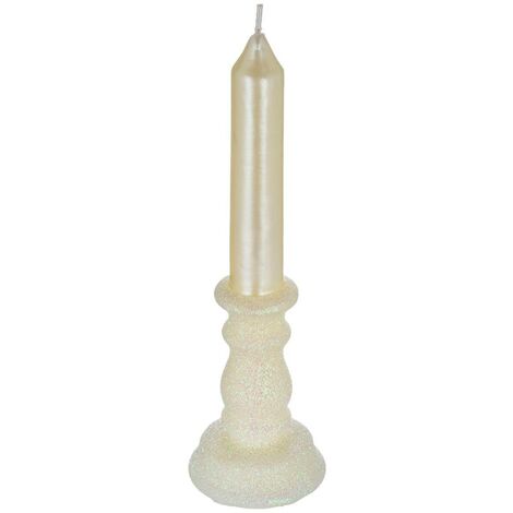 Candela glitterata H.20cm bianco - Feeric lights & christmas