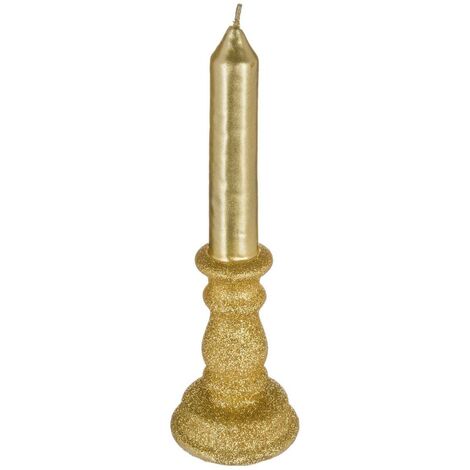 Candela glitterata H.20cm oro - Feeric lights & christmas