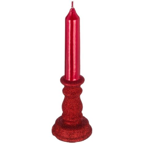 Candela glitterata H.20cm rosso - Feeric lights & christmas